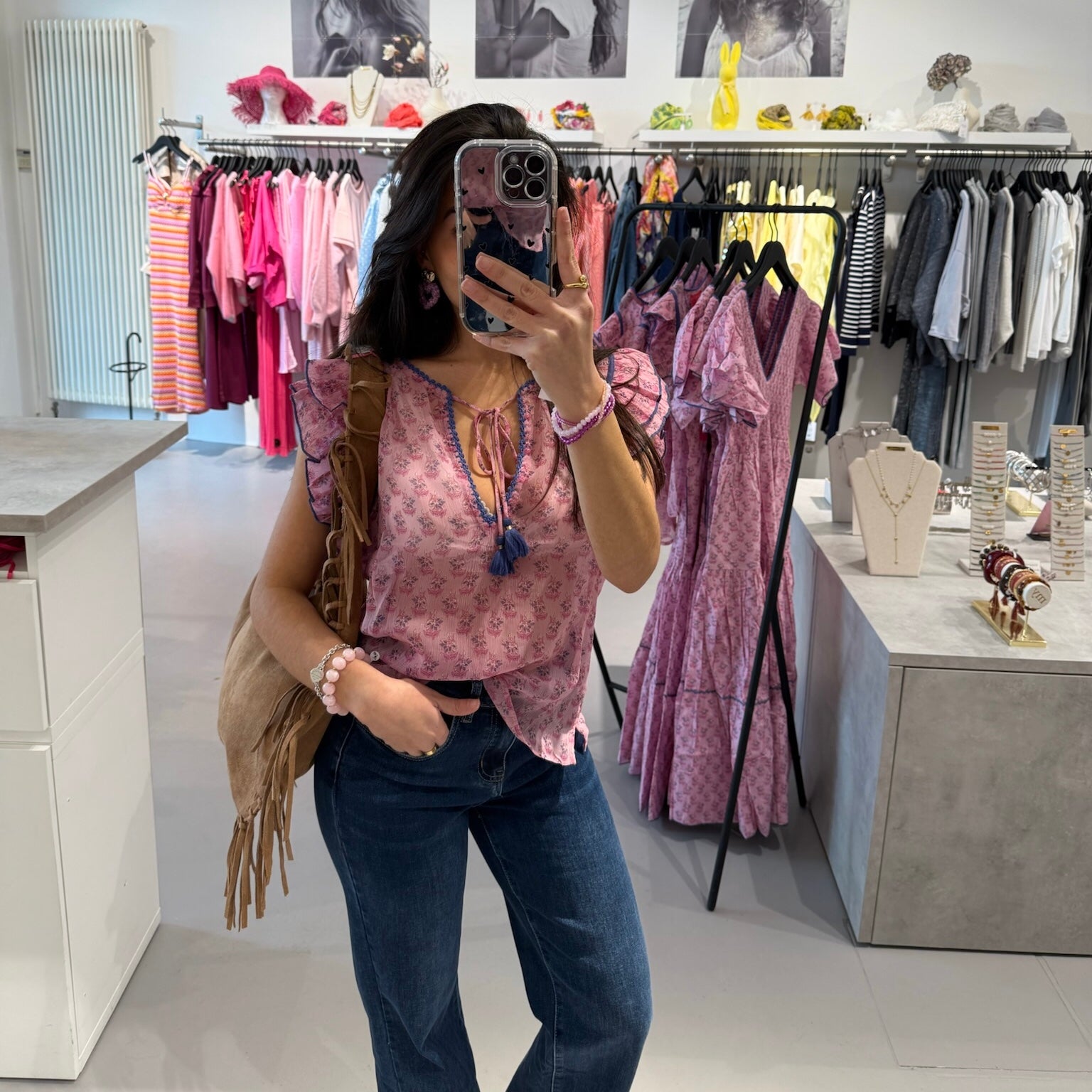 Place du Soleil - Leichte Chiffon-Bluse mit floralem Print – Bild 2