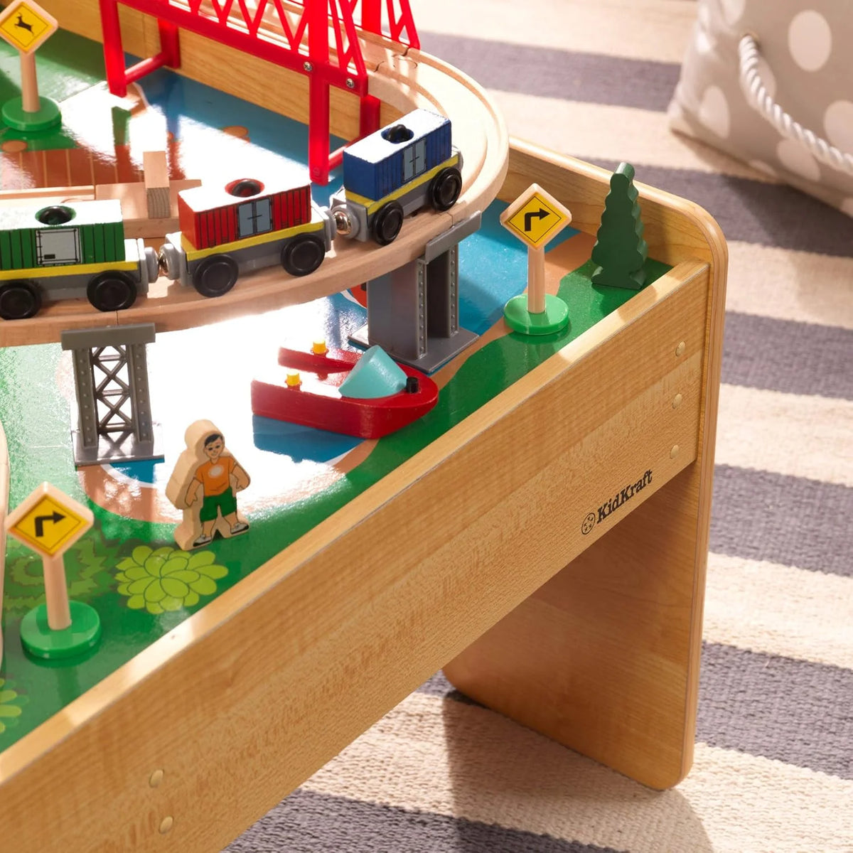 KidKraft Waterfall Mountain Wooden Train and Table Set with Storage Boxes, Railway Circuit with Cars, Helicopter and Plane Toy Children 3+ Years (17850)