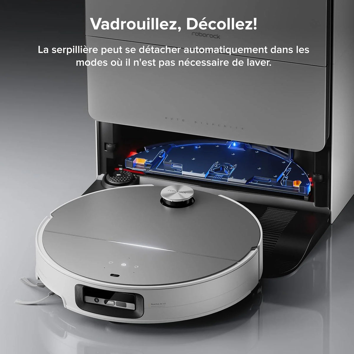 roborock Saros 10 Aspirateur Robot 22000 Pa, Système VibraRise 4.0, Évitement d'obstacles Reactive Al 3.0, Châssis AdaptiLift, Anti-Enchevétrements, Station Tout-en-un (Mise à Niveau du S8 MaxV Ultra)