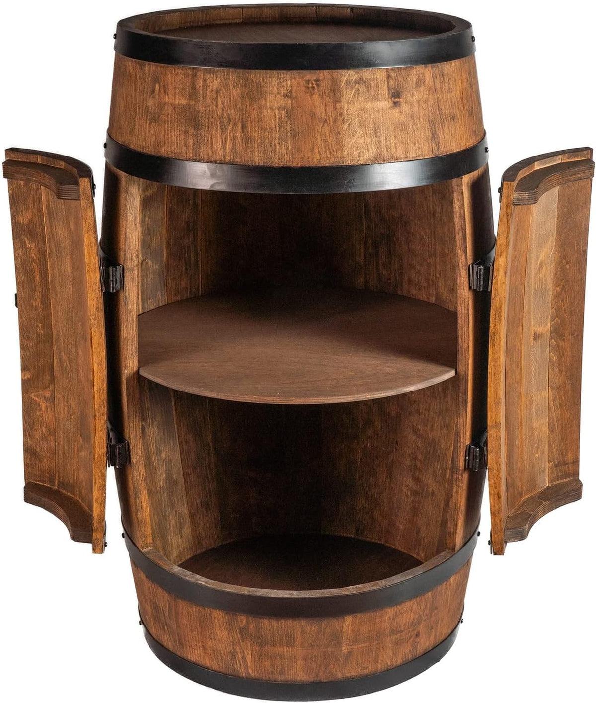 CREATIVE COOPER Tonneau à vin avec Porte - Armoire à Alcool - Étagère à Bouteilles en Bois - Baril en Bois - Vin Rack - Wineregal - Bar à vin - Baril avec Porte - minibar de 80 cm (wengé)