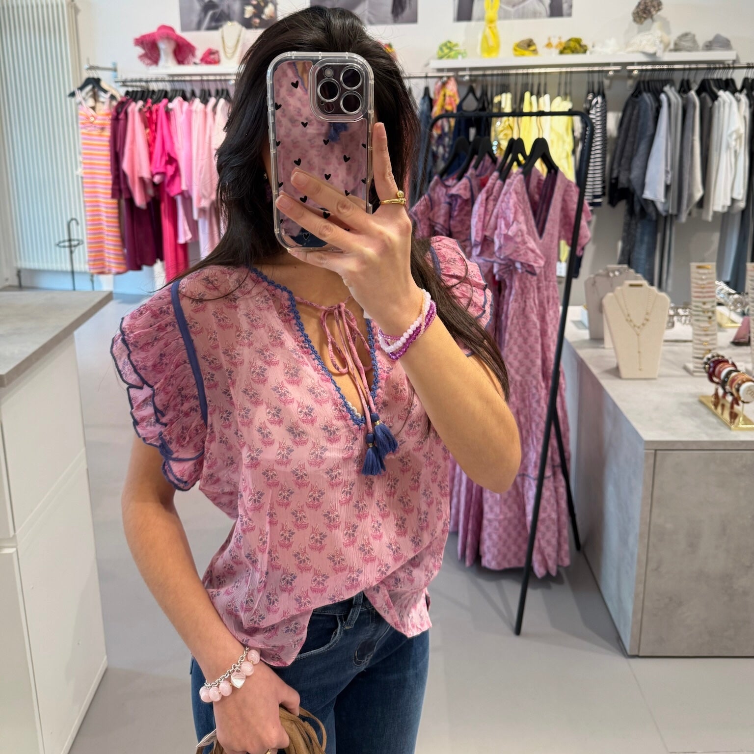 Place du Soleil - Leichte Chiffon-Bluse mit floralem Print – Bild 3