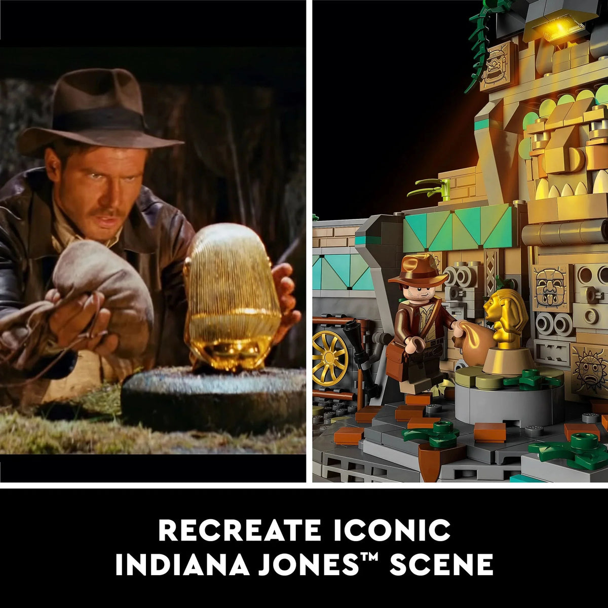 LEGO Indiana Jones Templo del Ídolo de Oro 77015 – Proyecto de Construcción para Adultos, Escena Icónica de la Película Los Cazadores del Arca Perdida, incluye 4 minifiguras: Indiana Jones, Satipo, Belloq y un Guerrero Hovitos