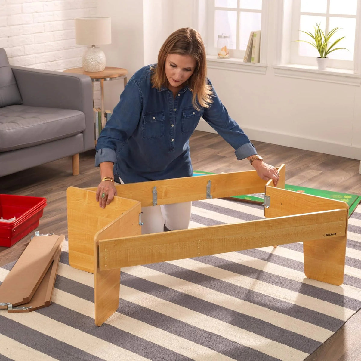 KidKraft Waterfall Mountain Wooden Train and Table Set with Storage Boxes, Railway Circuit with Cars, Helicopter and Plane Toy Children 3+ Years (17850)