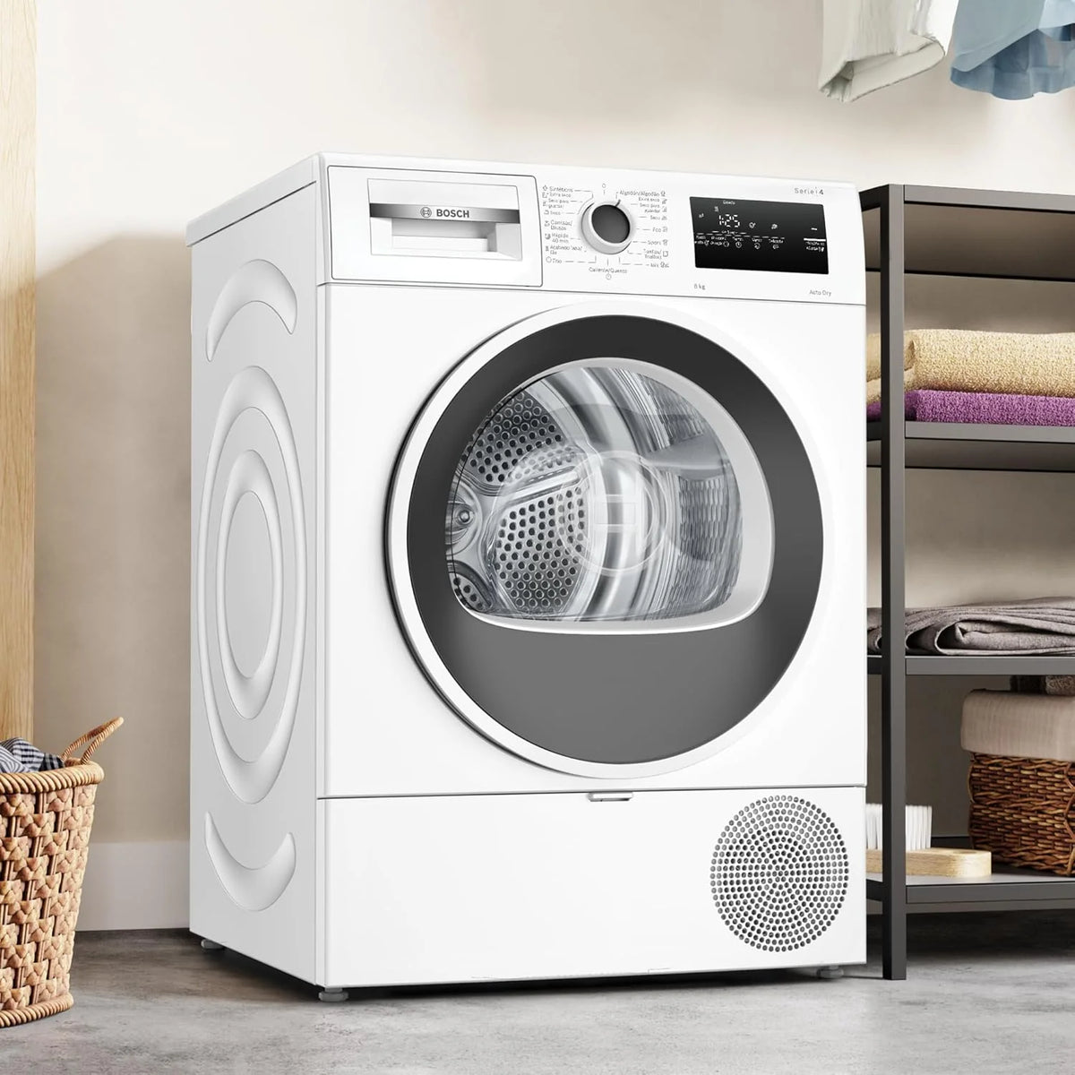 Bosch Sèche-linge avec pompe à chaleur 8 kg Série 4 Easy Clean AutoDry Anti-rides Blanc WTR85V00ES