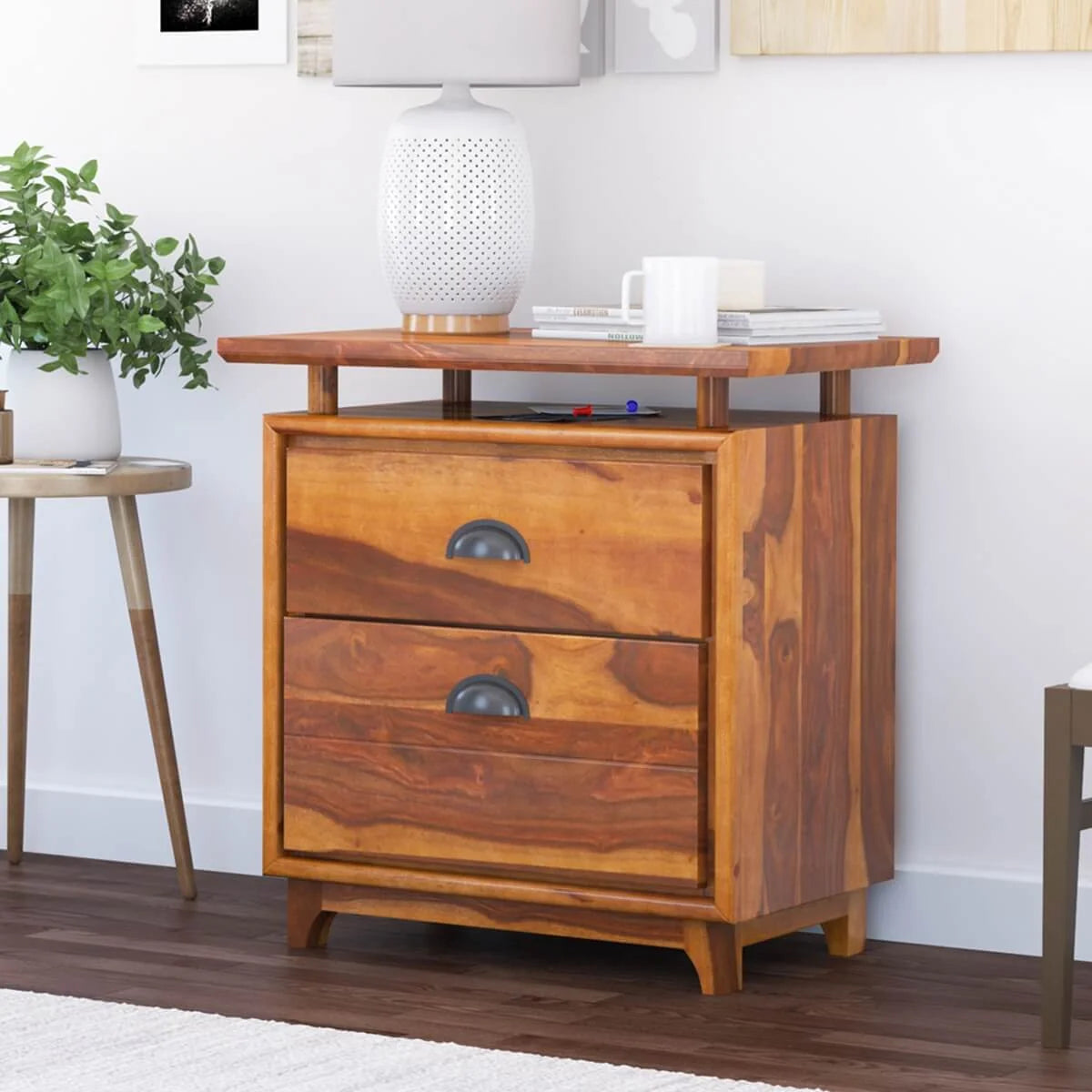 Nismaaya Acco Solid Wood 2 Drawer File Cabinet