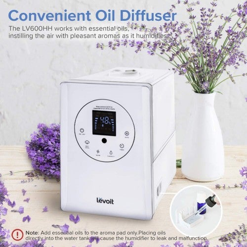 Humidificadores LEVOIT para Dormitorio y Habitaciones Grandes (6L), Humidificador Ultrasónico de Aire con Niebla Cálida y Fría para el Hogar, Toda la Casa, Cuarto del Bebé, Humedad Personalizada, Control Remoto, Libre de Gérmenes y Ultra Silencioso