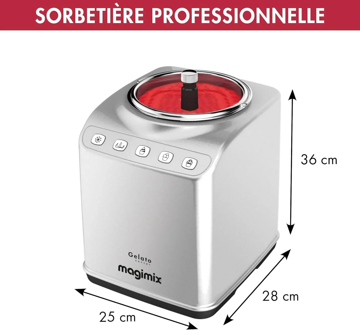 Magimix Gelato Expert sorbetière 11680, turbine pro, granité/glace italienne