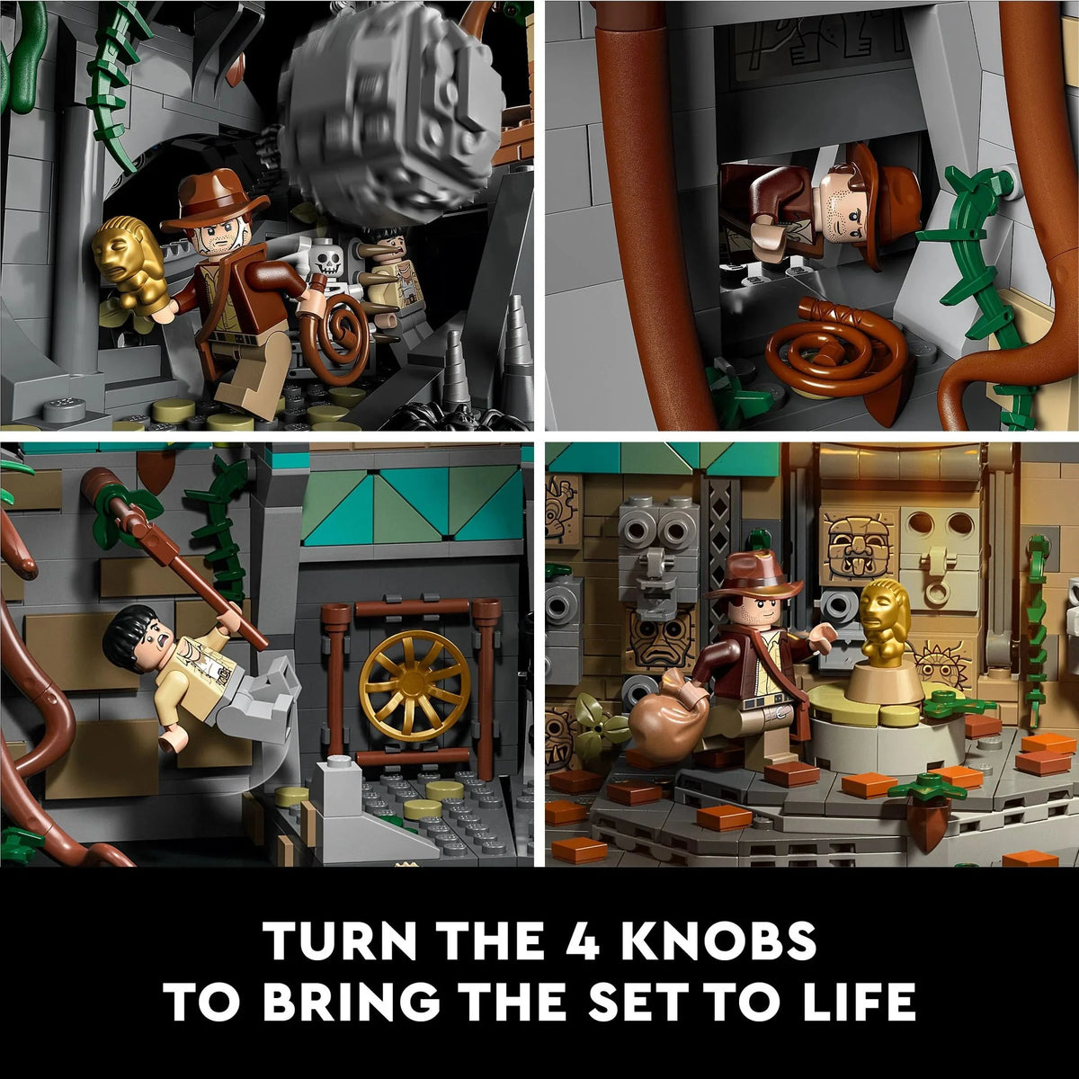 LEGO Indiana Jones Templo del Ídolo de Oro 77015 – Proyecto de Construcción para Adultos, Escena Icónica de la Película Los Cazadores del Arca Perdida, incluye 4 minifiguras: Indiana Jones, Satipo, Belloq y un Guerrero Hovitos