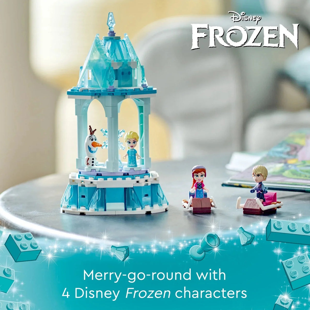 LEGO Disney Frozen Carrusel Mágico de Anna y Elsa 43218 Set de Construcción del Palacio de Hielo con Elsa, Anna y Olaf, Gran Regalo de Cumpleaños para Niños de 6 Años