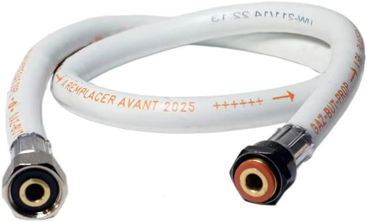 Chauffage d'appoint gaz Provence 3,4 KW Marron miel Effet poêle à bois Fonte Tuyau gaz vissable 1.5 m + detendeur butane