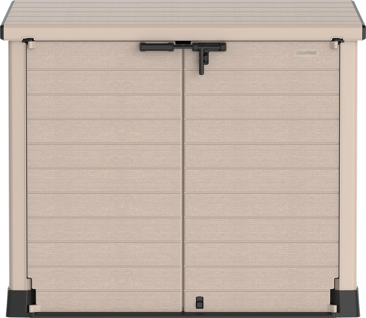 Duramax StoreAway 1200L Plastic Garden Shed/ Flat Lid, Outdoor Storage Shed, Wheelie Bin Hideaways, Wheelie bin box, Durable Construction, Ideal for Bikes, BBQs & 2x 240L Bins, 145x85x125 cm, Brown