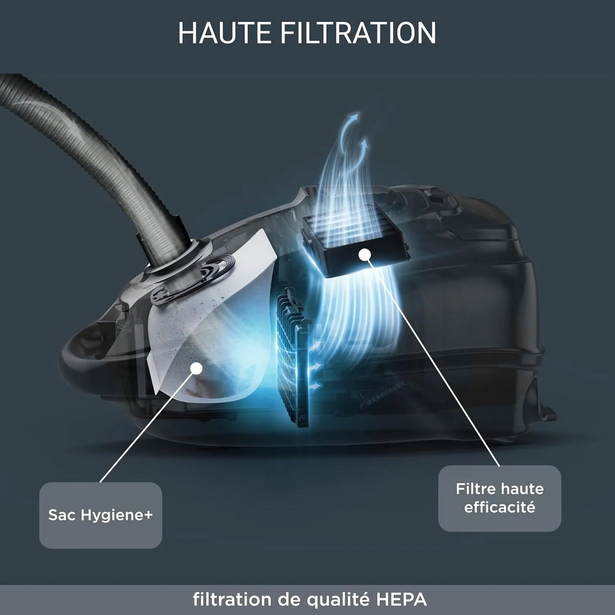 Rowenta Silence Force Effitech Aspirateur avec Sac, Basse Conso, Silencieux 57 DB(A), Filtration Haute efficacité, Rayon d'action 12 m, 4,5L RO7474EA, Rouge Tanin