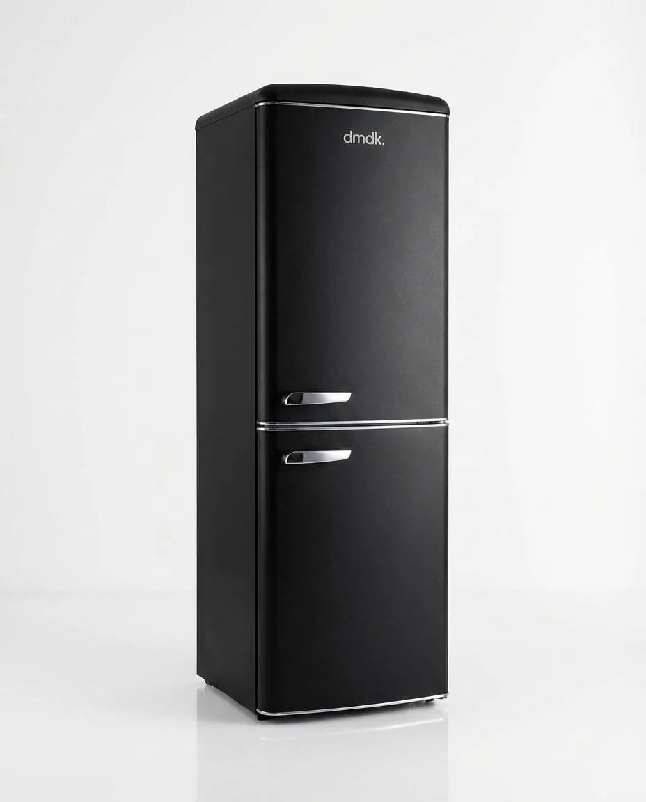 DMDK DKB3 Réfrigérateur-Congélateur Combiné Rétro, Noir Mat, 181 cm, No Frost, 244 l, Pose Libre, 55 x 57,50 cm