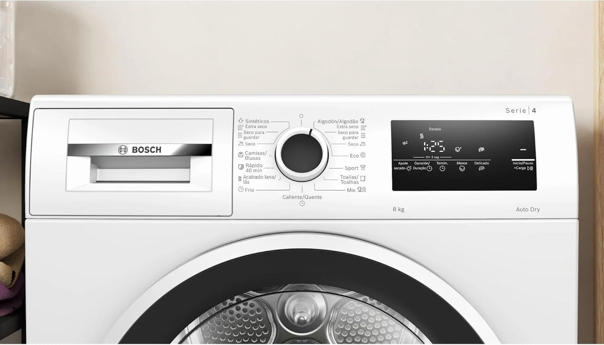 Bosch Sèche-linge avec pompe à chaleur 8 kg Série 4 Easy Clean AutoDry Anti-rides Blanc WTR85V00ES