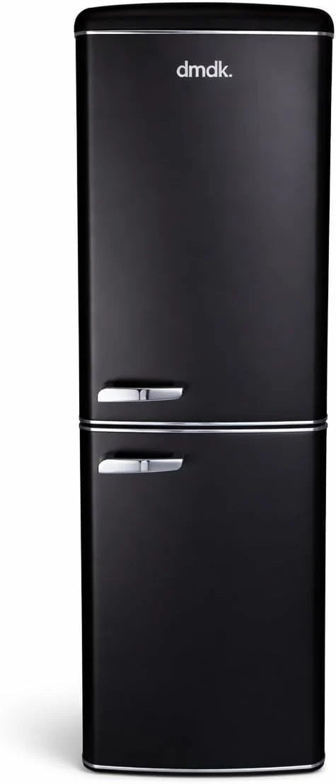 DMDK DKB3 Réfrigérateur-Congélateur Combiné Rétro, Noir Mat, 181 cm, No Frost, 244 l, Pose Libre, 55 x 57,50 cm