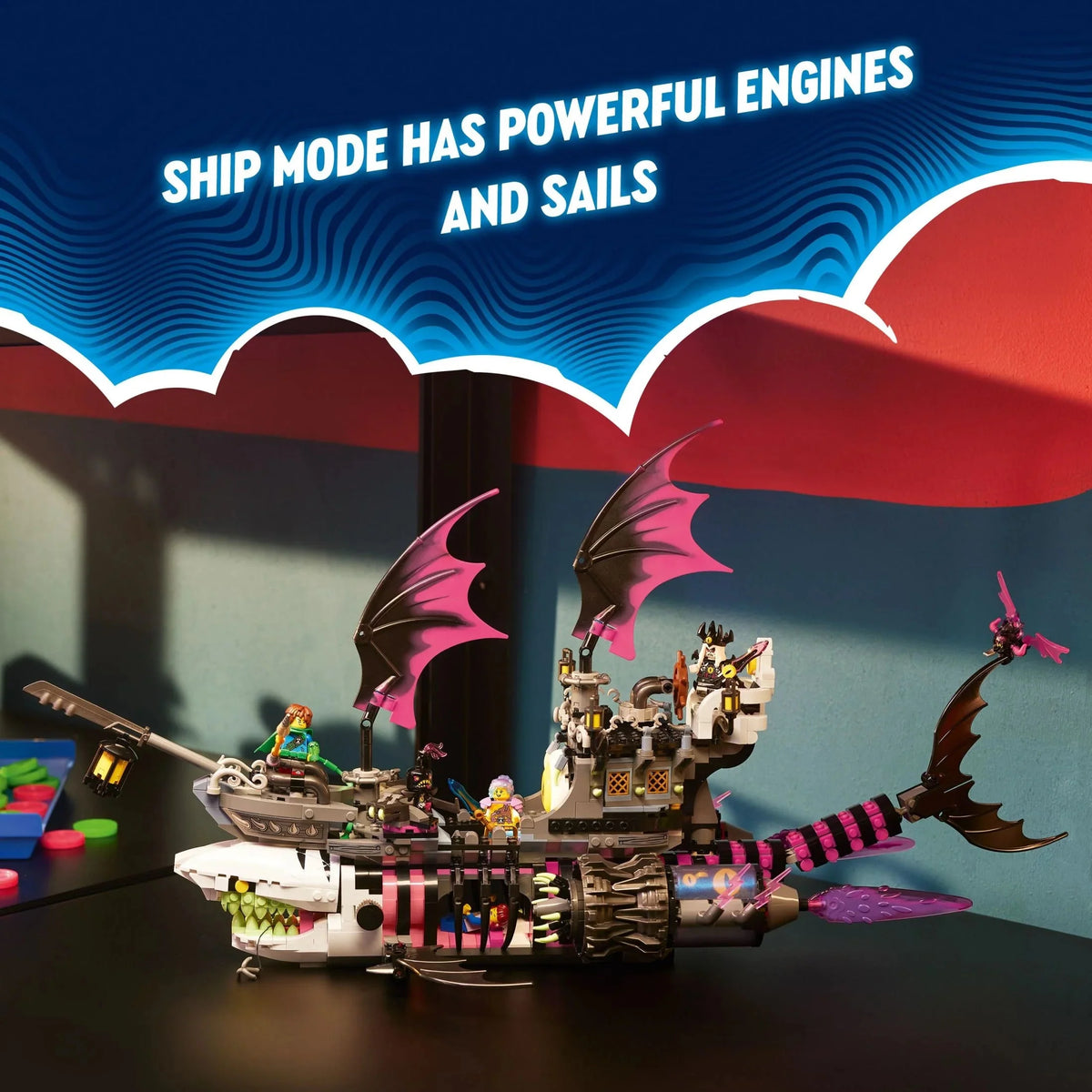 LEGO DREAMZzz Barco Tiburón de Pesadilla 71469, Construye el Set de Juguete como un Barco Pirata Volador o un Camión Monstruo, Incluye 4 Minifiguras, Juguete de Tiburón, Regalo para Niños y Preadolescentes de 10 Años en Adelante
