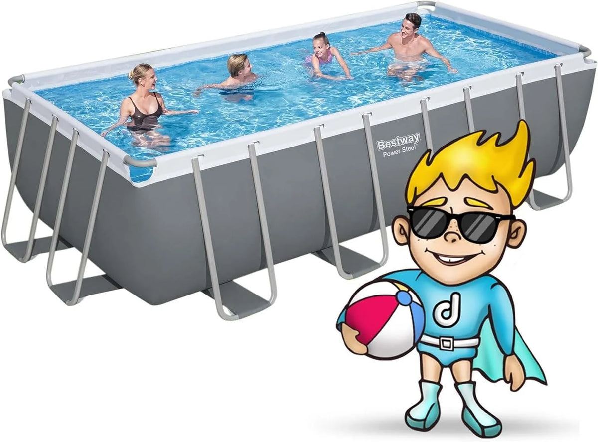 Bestway - Piscine Hors Sol Steel Pro Max, Filtre à Cartouche, bâche, échelle - 488 cm x 244 cm x 122 cm - Gris foncé
