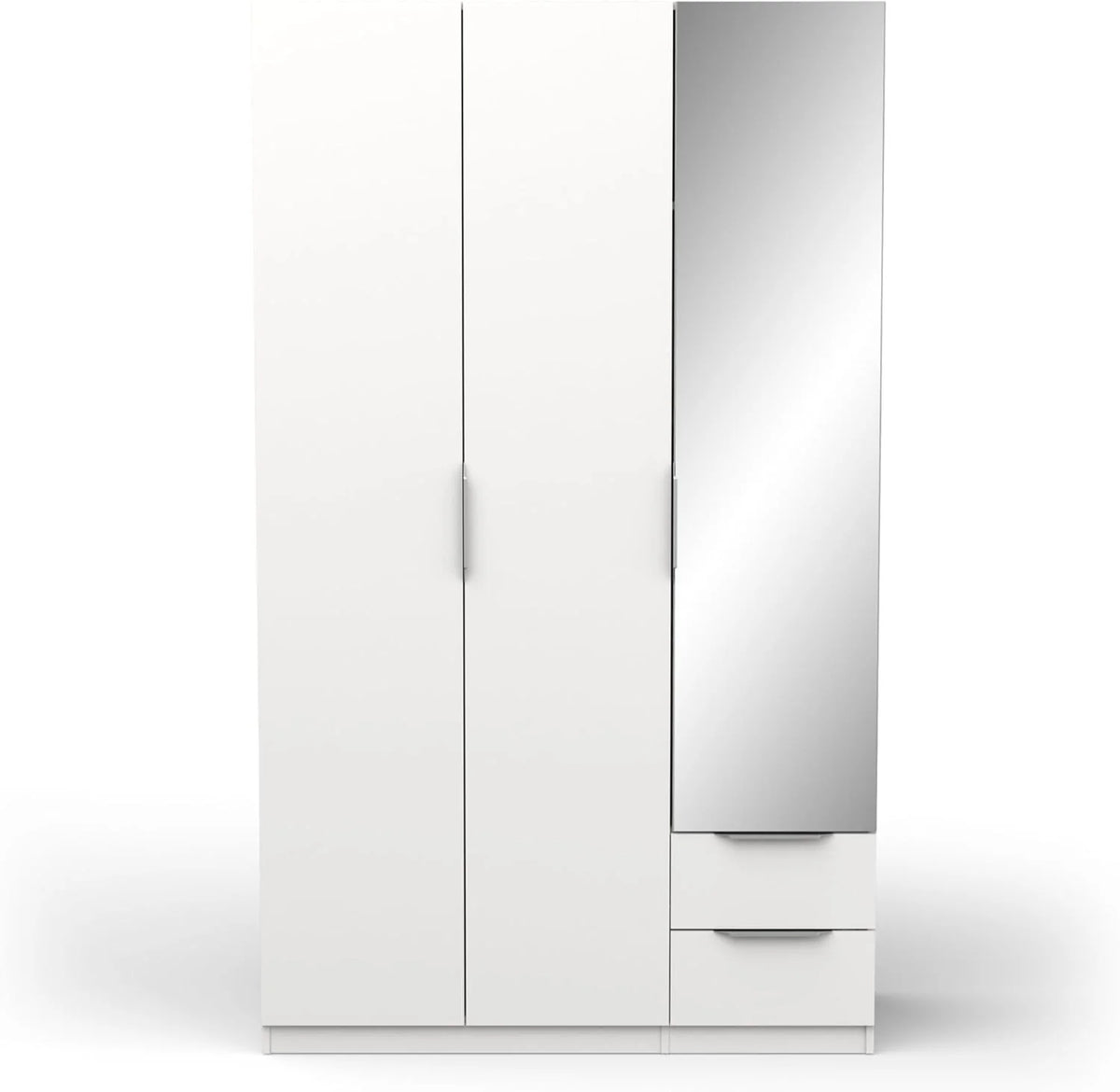 Armoire dressing blanc mat avec miroir 3 portes 120 x 50 x 200 cm
