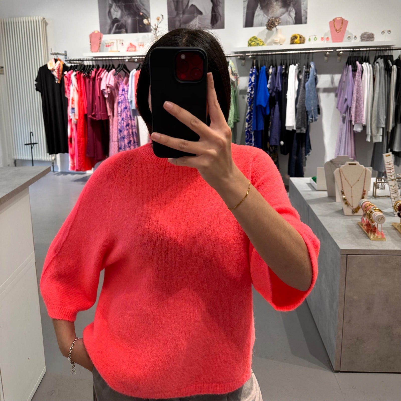 Halbarm-Strickpullover aus Alpaka-Wollmix – Bild 1