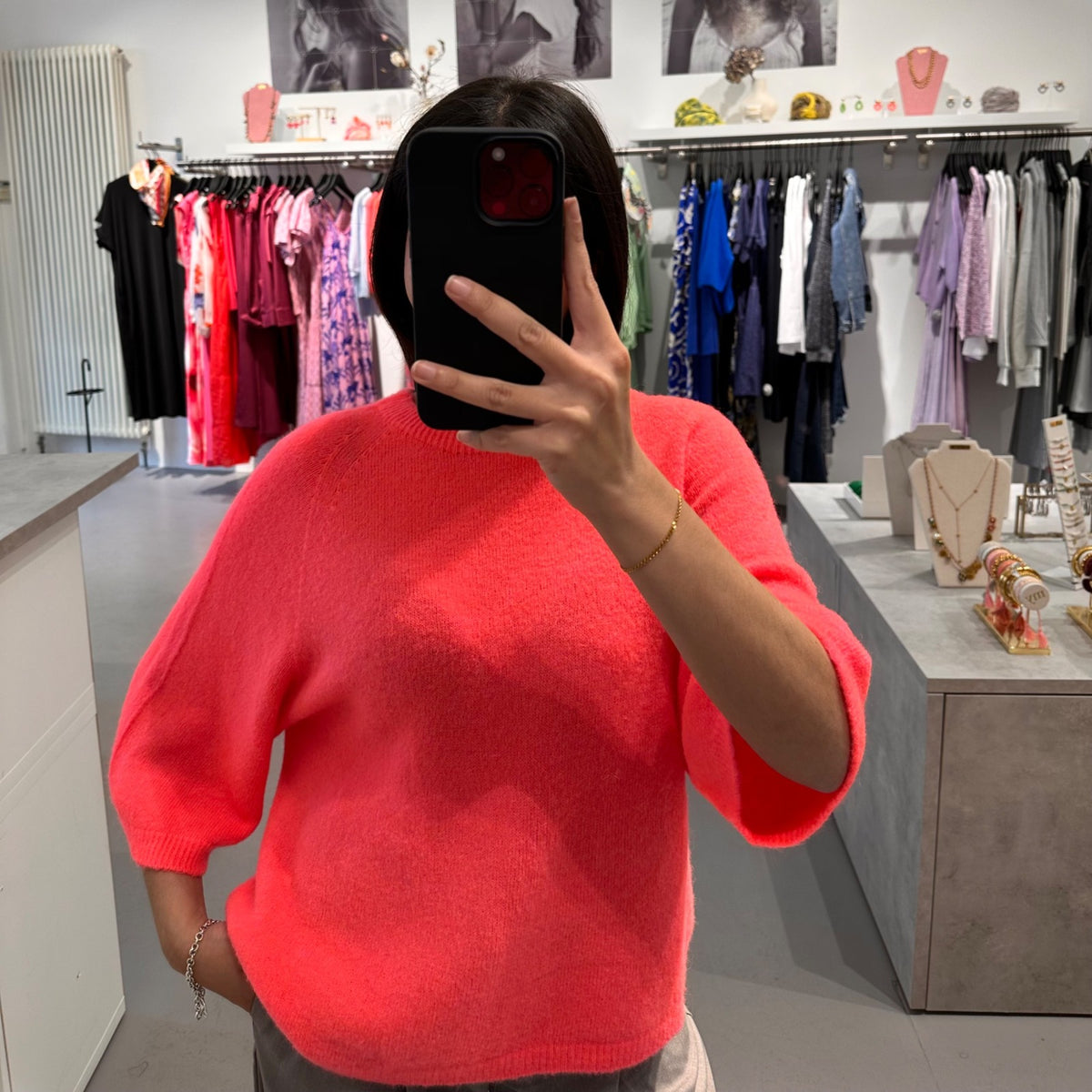 Halbarm-Strickpullover aus Alpaka-Wollmix – Bild 1
