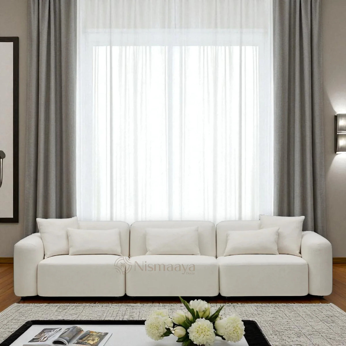 Nismaaya Pascal Modular Sofa Ivory White 3 Seater