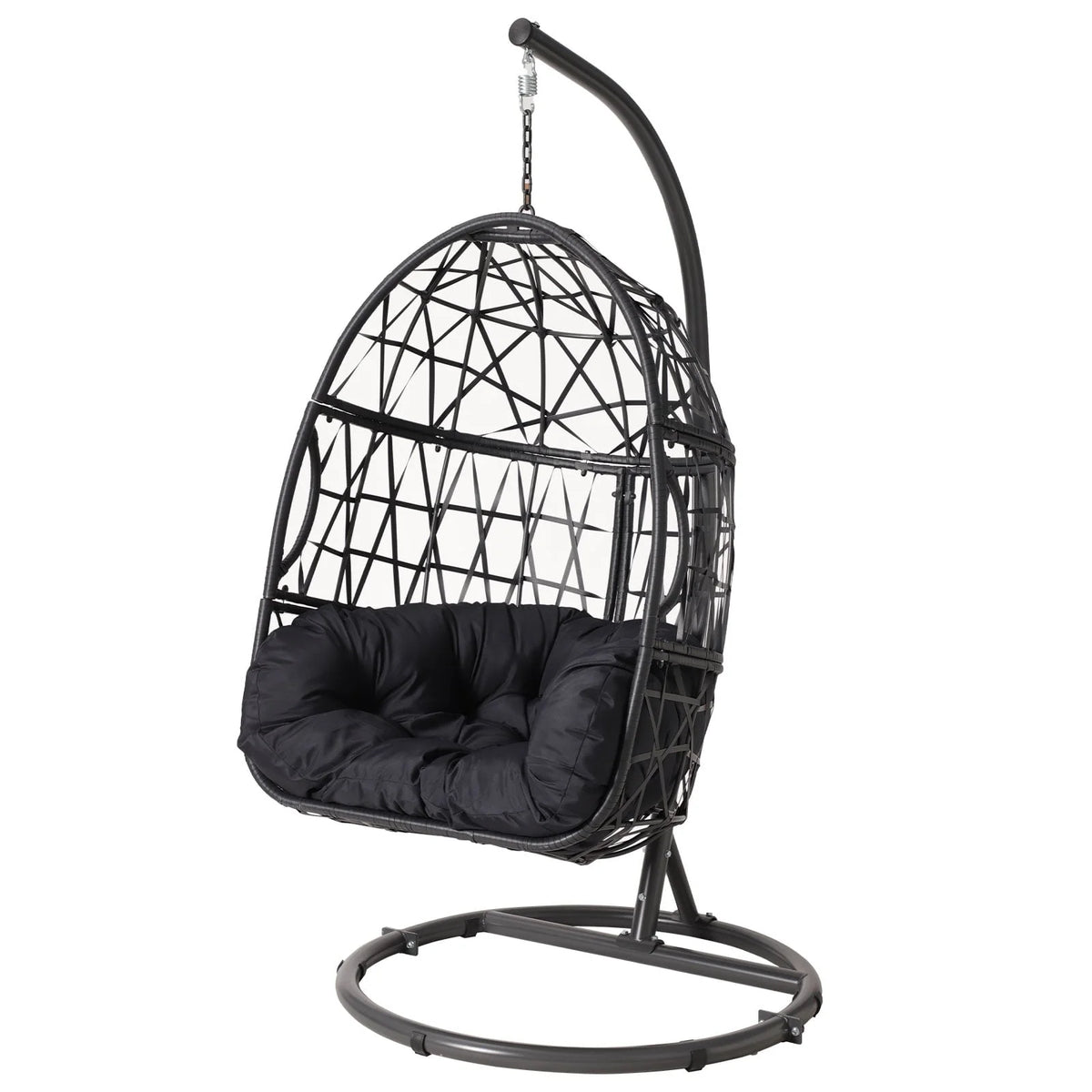 Silla Colgante Tipo Huevo Haverchair con Soporte para Exteriores, Patio, Mimbre y Cojín