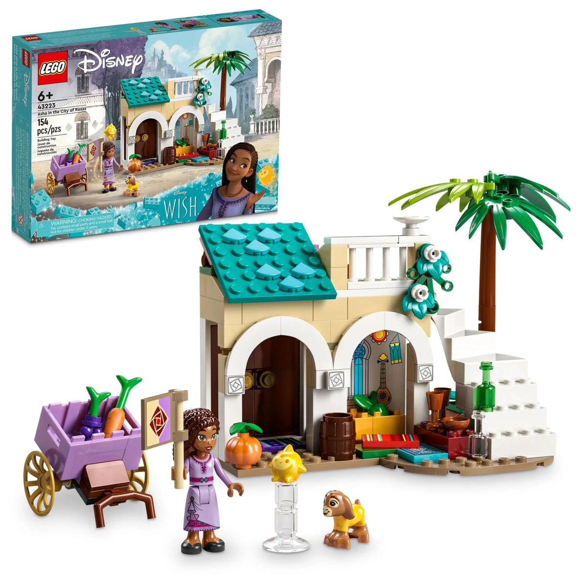 LEGO Disney Wish: Asha en la Ciudad de Rosas 43223 Set de Construcción, un Modelo para Armar basado en la Película de Disney para Inspirar Aventuras y Juego Creativo, un Regalo Divertido para Niños y Fans de 6 años en adelante