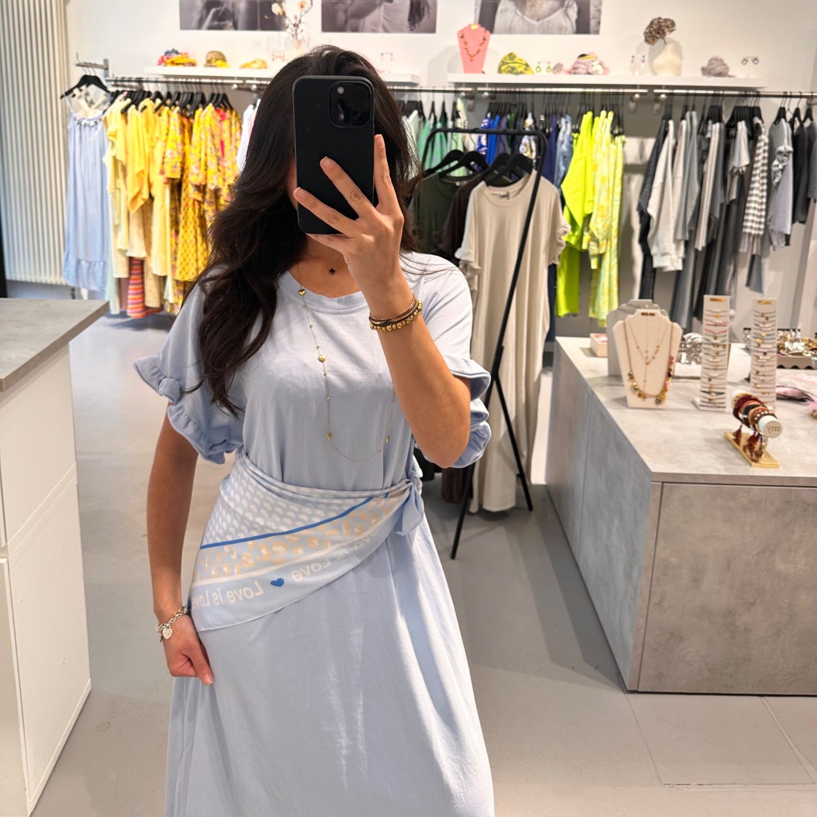 Lässiges Maxikleid aus Baumwollmix mit Volantärmeln – Bild 2