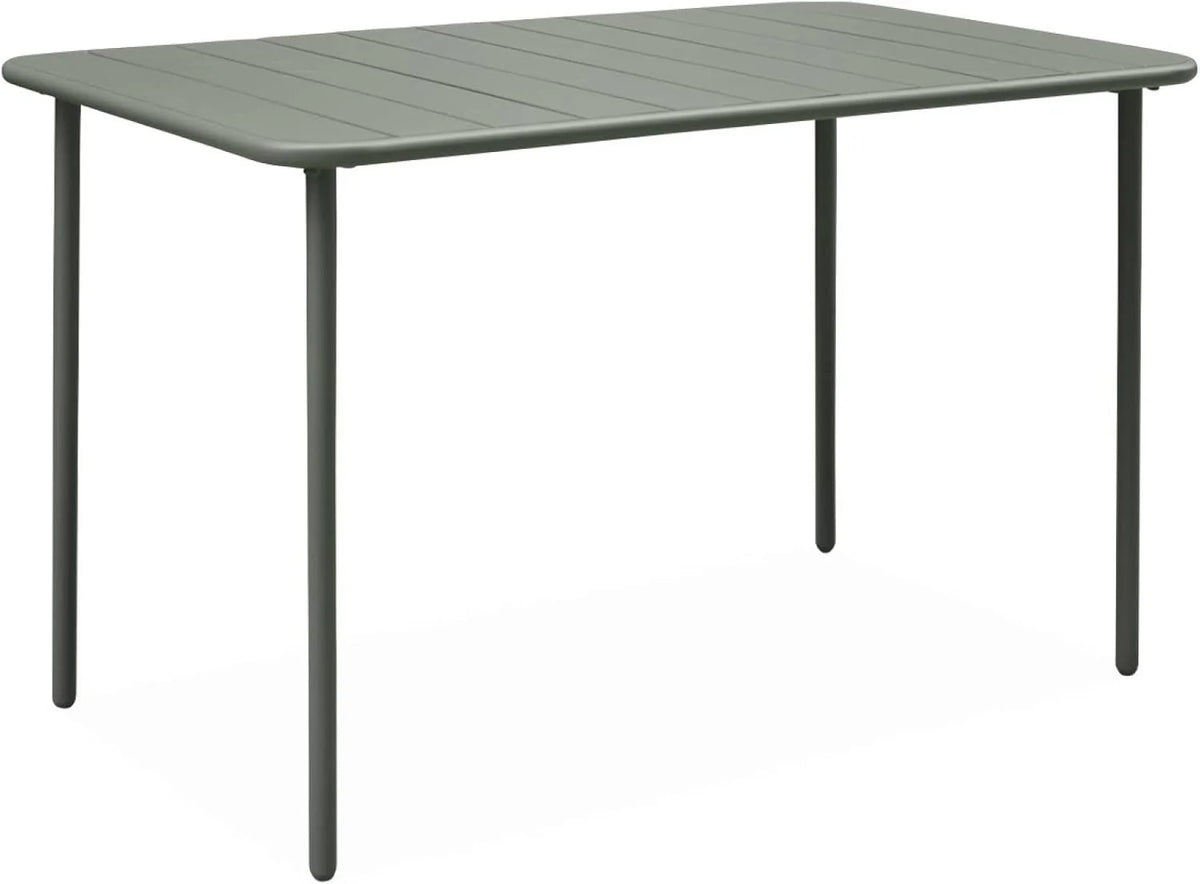sweeek - Table de Jardin métal + 4 assises Anthracite en Kaki. Amelia. 120x70xH72.5cm