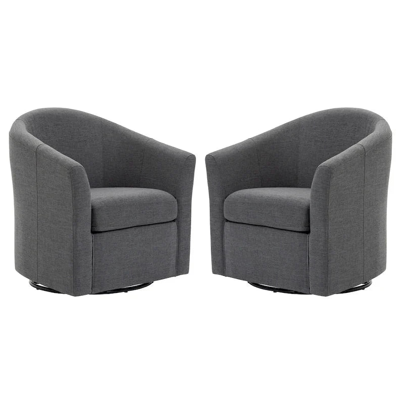 Set of 2 Modern Upholstered Swivel Barrel Chair Living Room Accent Chair