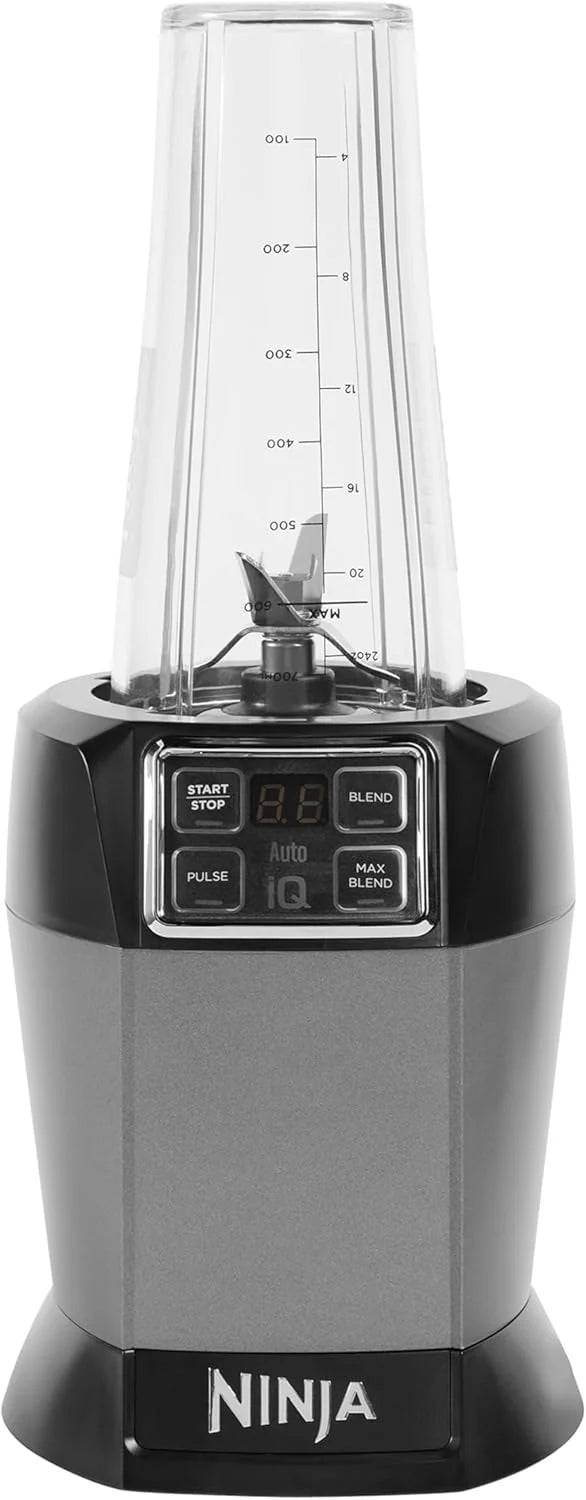 Ninja BN750EU Licuadora 2-en-1 – 1200 W, 3 Programas Automáticos, 4 Configuraciones Manuales, Tecnología Auto-iQ, Jarra de 2.1 L y Vaso de 700 ml, Piezas Aptas para Lavavajillas – Negro/Plata