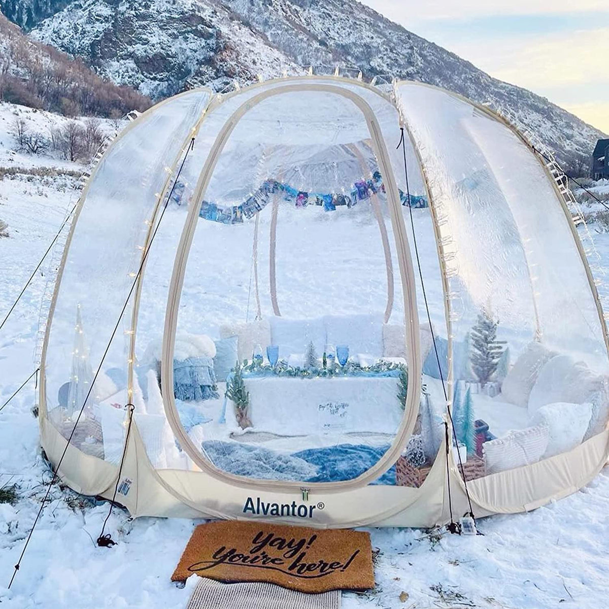 Alvantor Tienda Burbuja Gazebo Plegable, Cúpula Igloo para Jardín y Patio para 8-10 Personas