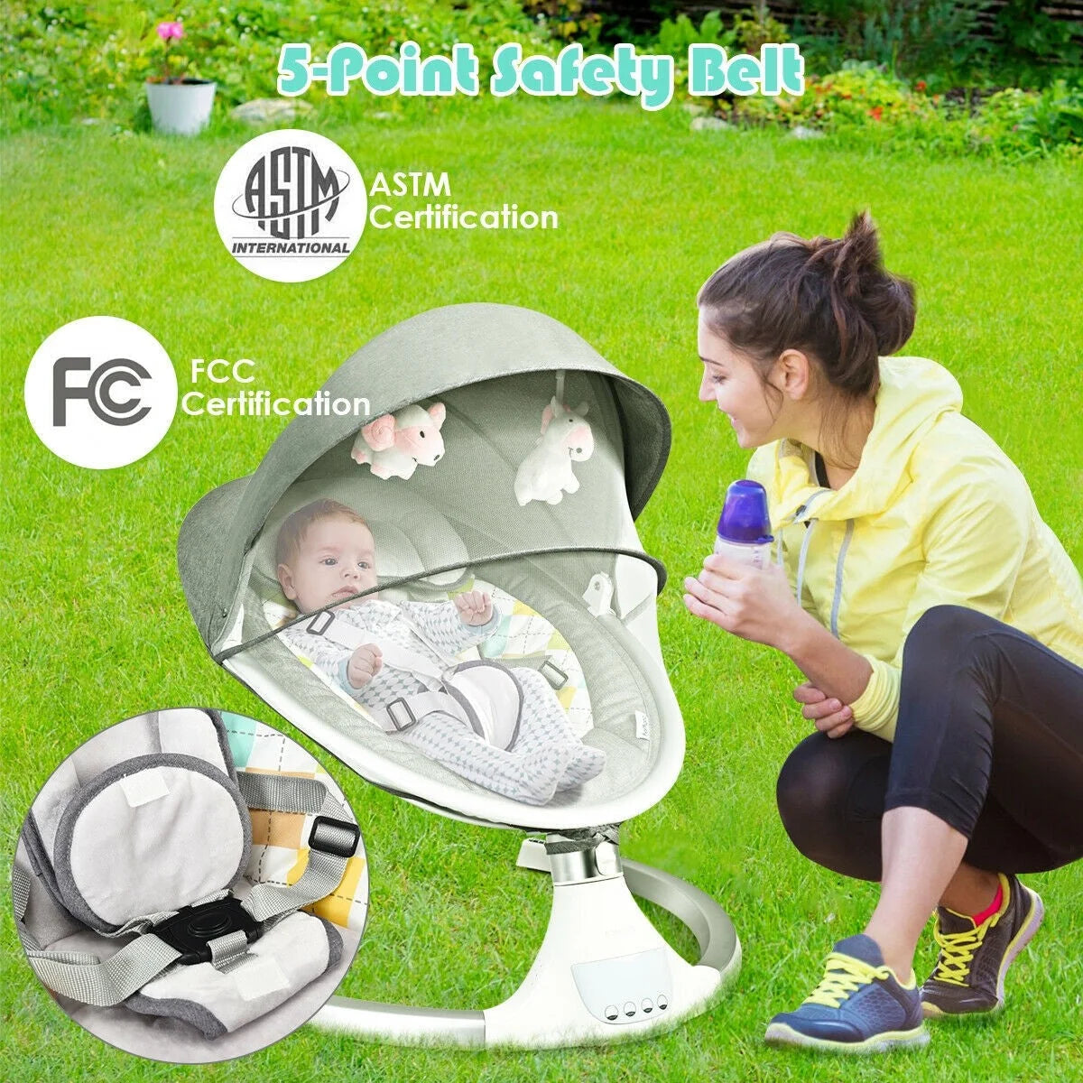 Columpio Automático de Lujo para Bebé con Balancín y Silla Mecedora Infantil