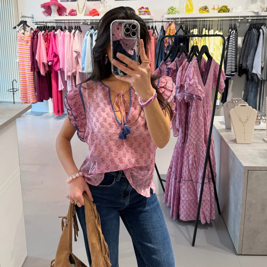 Place du Soleil - Leichte Chiffon-Bluse mit floralem Print