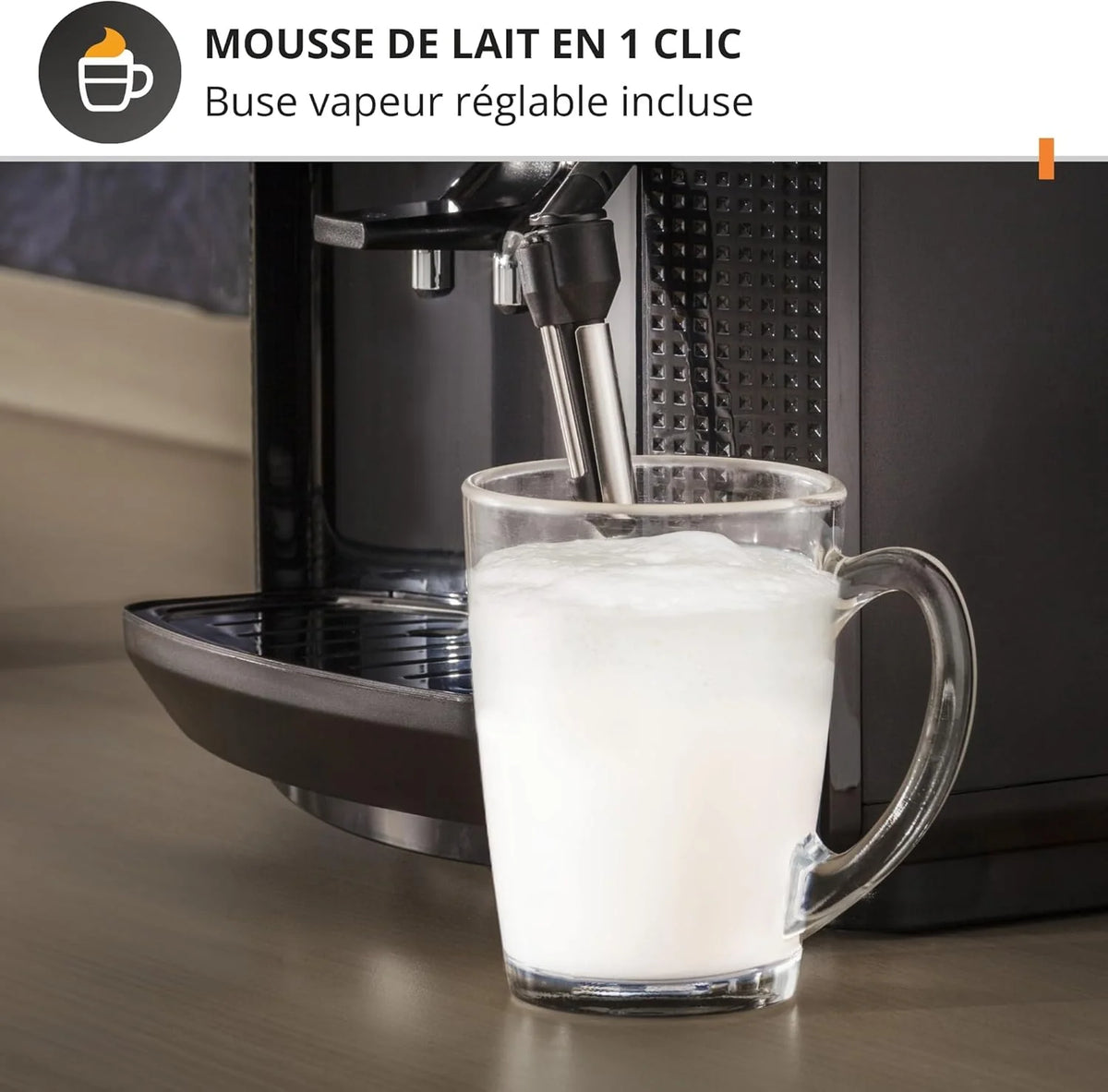 Krups Machine à café grain, machine expresso, 2 tasses en simultané, Nettoyage automatique, Buse vapeur pour Cappuccino, Cafetière espresso, Essential noire YY8125FD