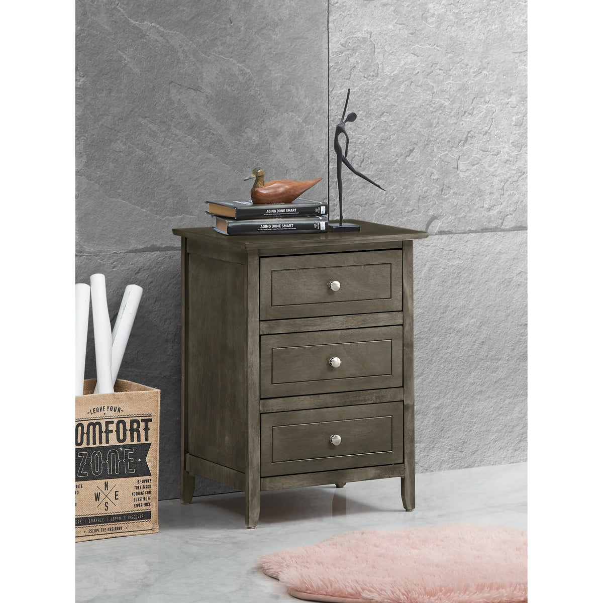 Daniel 3-drawer Transitional Wooden Nightstand