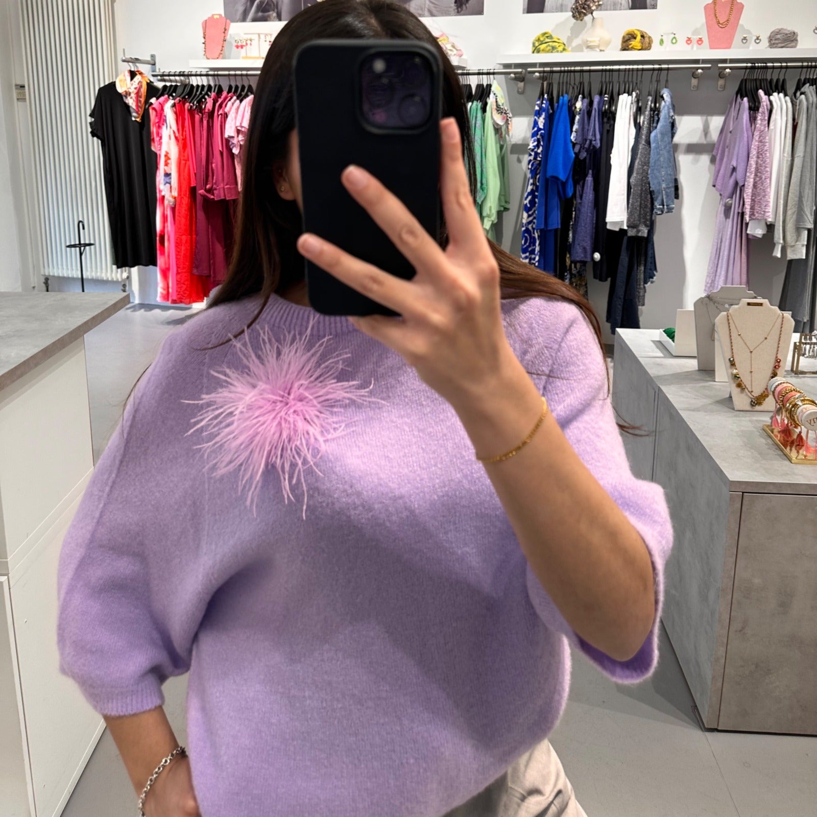 Halbarm-Strickpullover aus Alpaka-Wollmix – Bild 2
