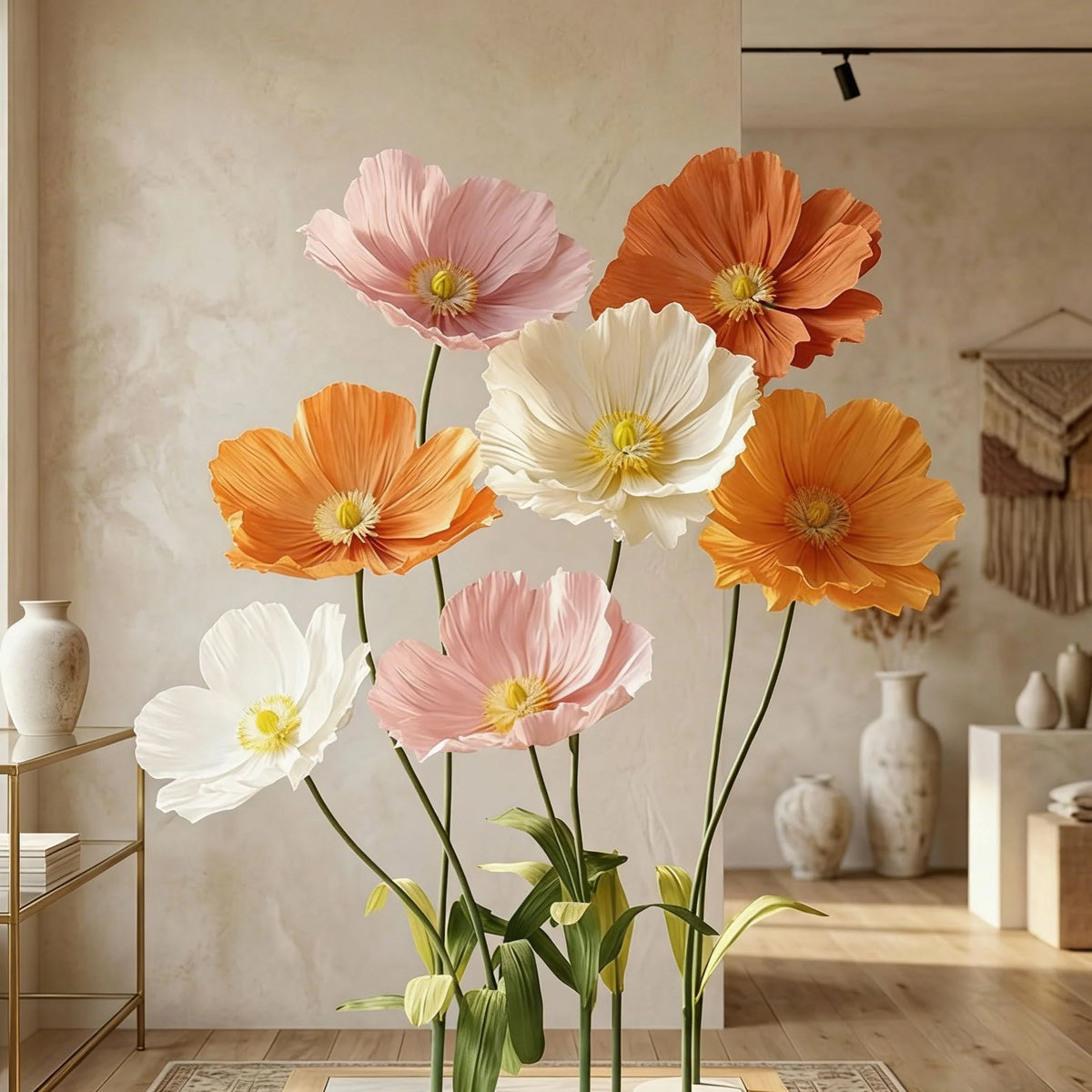Flor gigante de papel crepé de 60 cm, accesorio de decoración floral