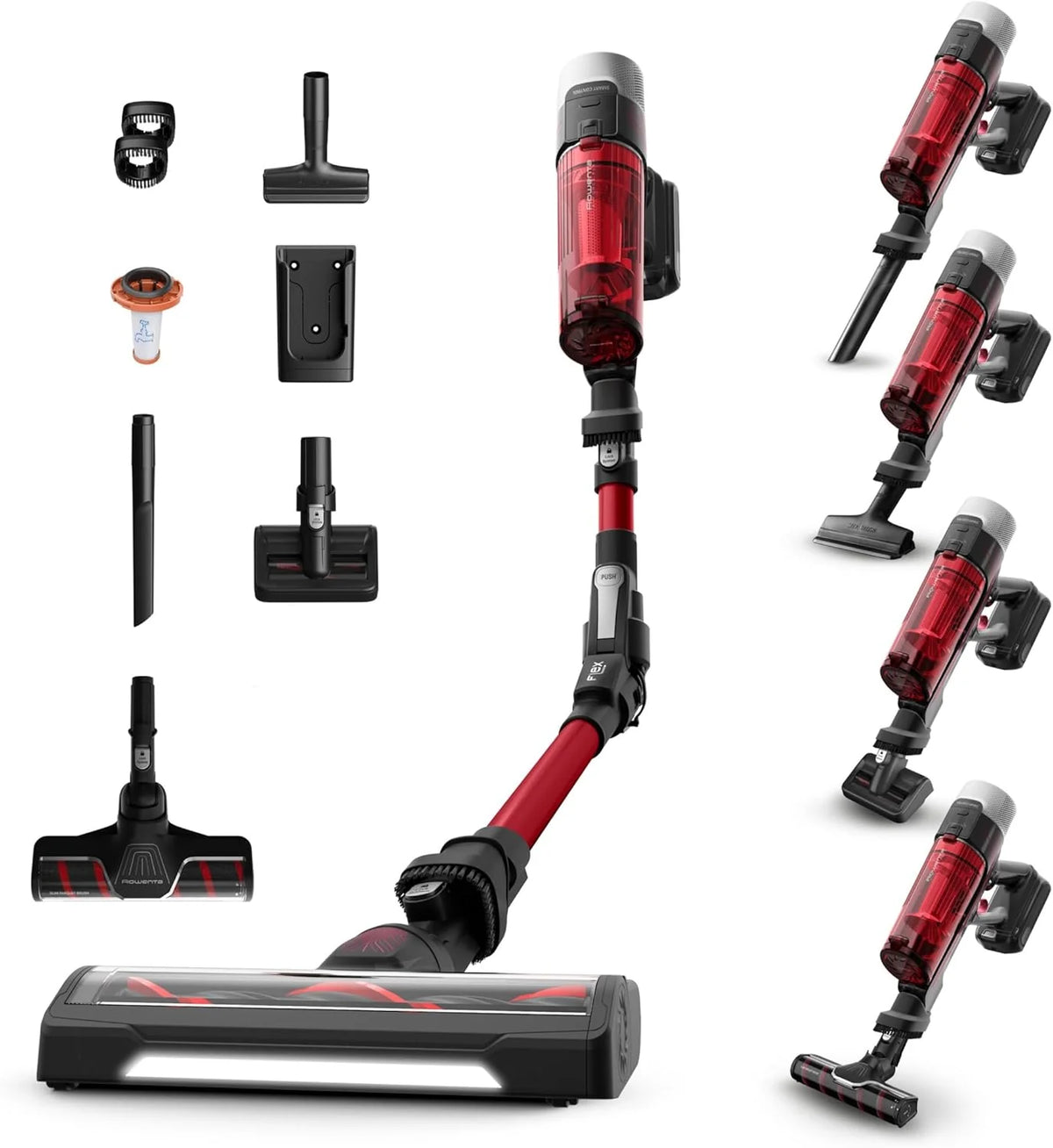 Rowenta X-Force Flex9.60, Aspirateur balai sans fil multifonction, Performant avec 100AW, Autonomie 45 minutes, Ultra léger, Tube Flex, RH2099WO