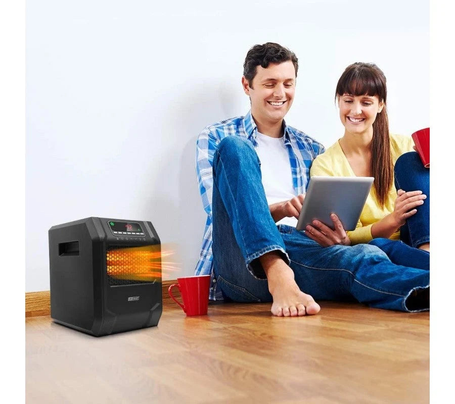 Calefactor de Espacio Infrarrojo LIFE SMART con 6 Elementos de Cuarzo, Pantalla Digital LED, Calentamiento Rápido con Control Remoto y Temporizador, Sistema de Termostato con Protección contra Vuelcos y Sobrecalentamiento para el Hogar