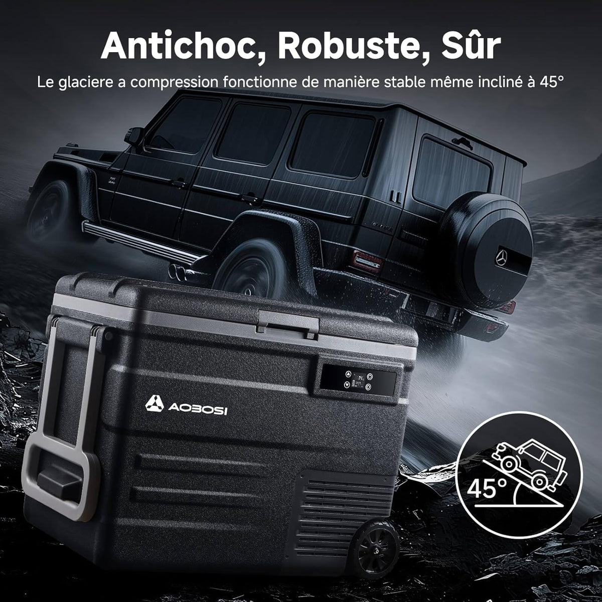 45L Glacière à Compresseur,Glaciere Électrique -20℃ à 20℃,Frigo Camion APP&Bouton Contrôle,12/24V DC et 100-240V AC Glaciere Camping Pour Voiture,Camion,Bateau et Prise De Courant -