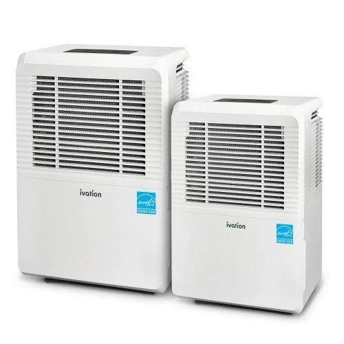 Deshumidificador Ivation de 30 pintas con certificación Energy Star – Gran capacidad para espacios de hasta 2,000 pies cuadrados – Incluye humidistato programable, conector para manguera, apagado/reinicio automático, ruedas y filtro de aire lavable (