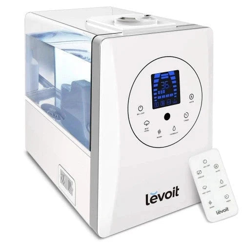 Humidificadores LEVOIT para Dormitorio y Habitaciones Grandes (6L), Humidificador Ultrasónico de Aire con Niebla Cálida y Fría para el Hogar, Toda la Casa, Cuarto del Bebé, Humedad Personalizada, Control Remoto, Libre de Gérmenes y Ultra Silencioso