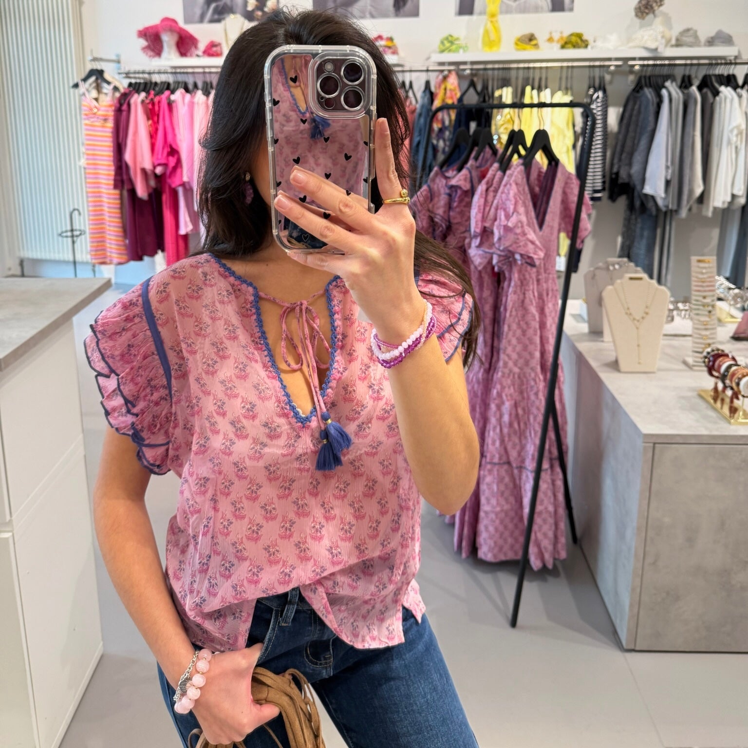 Place du Soleil - Leichte Chiffon-Bluse mit floralem Print – Bild 4