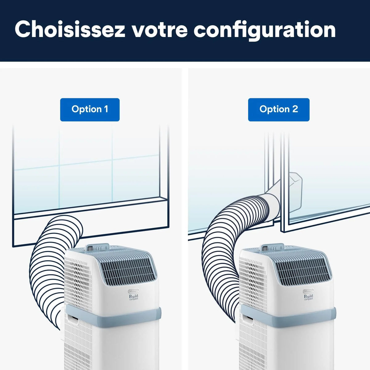 De'Longhi Pinguino Compact ES72 YOUNG, Modèle 2022, Climatiseur Mobile Silencieux, 8.300 BTU/h, 2,1 kW, 60m3, Gaz R290, Fonction Déshumidificateur, 24 Heures Timer, Classe Énergétique A, Blanc