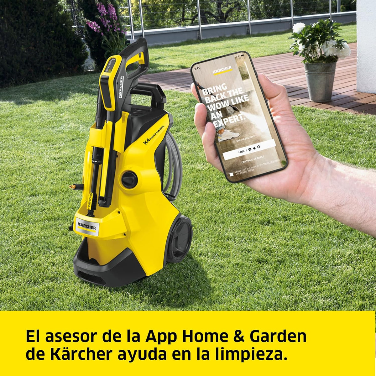 Kärcher Hidrolimpiadora K 4 Power Control, presión: 130 bar, caudal: 420 l/h, rendimiento: 30 m²/h, filtro de agua, 11,5 kg, pistola y manguera de alta presión, boquilla turbo, lanza pulverizadora