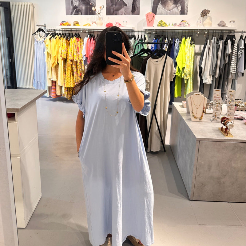 Lässiges Maxikleid aus Baumwollmix mit Volantärmeln