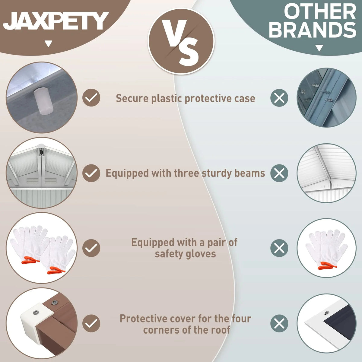 JAXPETY Cobertizo de Jardín y Almacenamiento Exterior de 6×8 Pies – Cobertizo Metálico para Herramientas con Puertas Corredizas para Patio, Jardín o Exteriores – Color Coffee