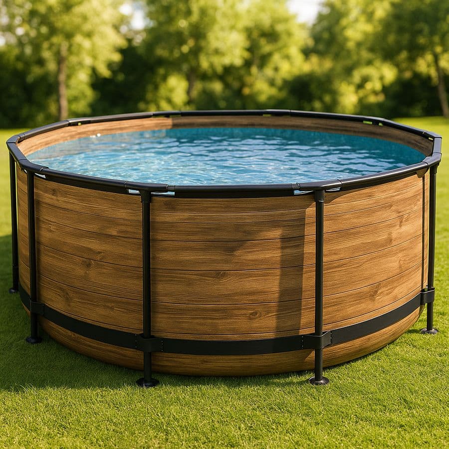 Piscine Hors-Sol Ronde 360x120 cm Acier Effet Bois