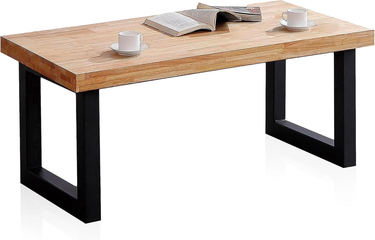 Duehome | Loft, Lifting Coffee Table, Dining Table, Oak and White Finish, Measures: 120 cm (L) x 60 cm (W) x 47.5/62 cm (H)